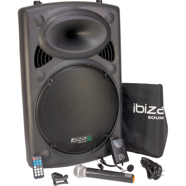 ibiza Sound PORT15VHF-BT - Φορητό σύστημα Ήχου 15" με USB-MP3, BT, REC, και 2 μικρόφωνα VHF