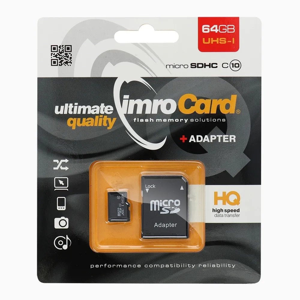 IMRO microSD Memory Card Class 10 UHS με αντάπτορα 64GB