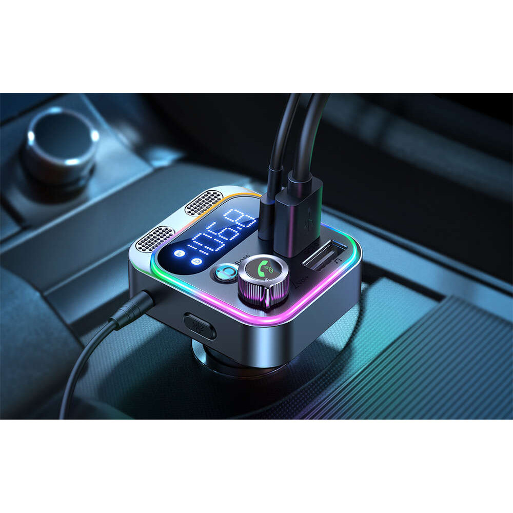 Joyroom JR-CL16 FM transmitter USB + USB-C, 48W (Μαύρο)