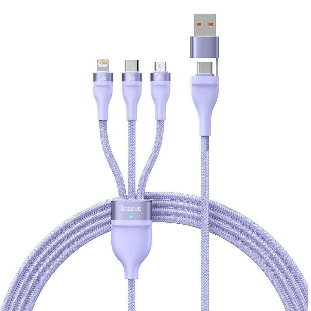 Καλώδιο Baseus CASS030105 Flash Series II Braided USB/Type-C σε Type-C / Lightning / micro USB 1.2m (Μωβ)