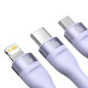 Καλώδιο Baseus CASS030105 Flash Series II Braided USB/Type-C σε Type-C / Lightning / micro USB 1.2m (Μωβ)