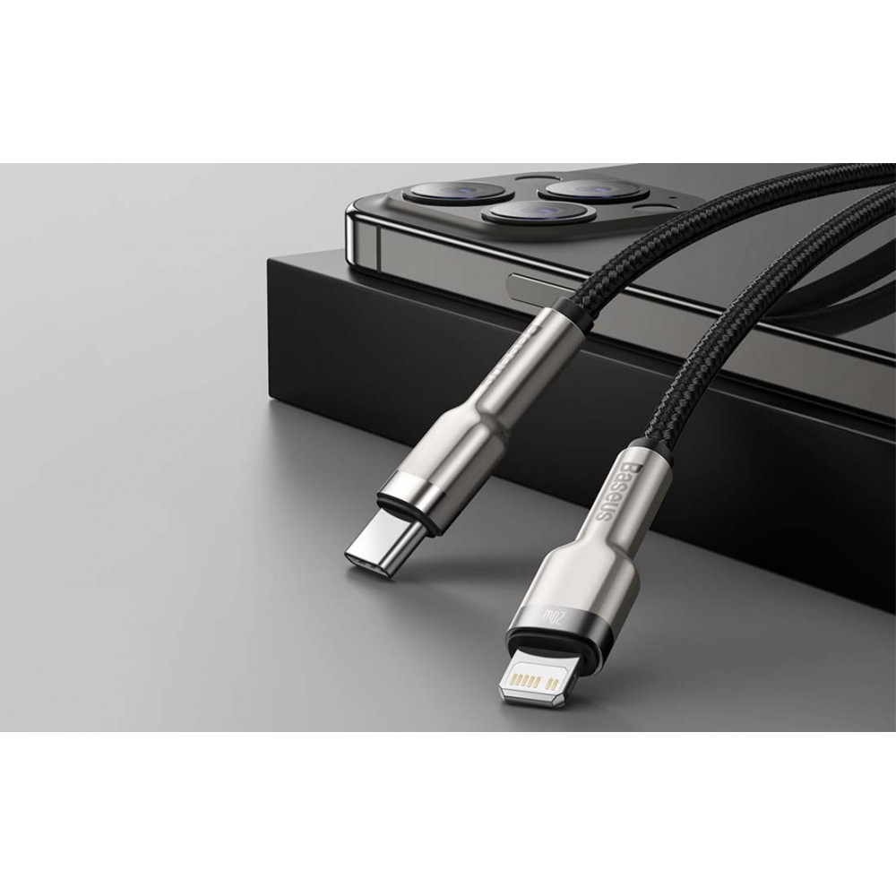 Καλώδιο Baseus USB σε Lightning  Cafule, 2.4A, 0.25m (Μαύρο)