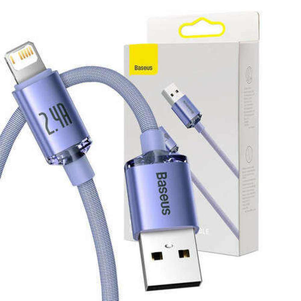 Καλώδιο Baseus Crystal Shine USB σε Lightning, 2.4A, 1.2m (Μωβ)