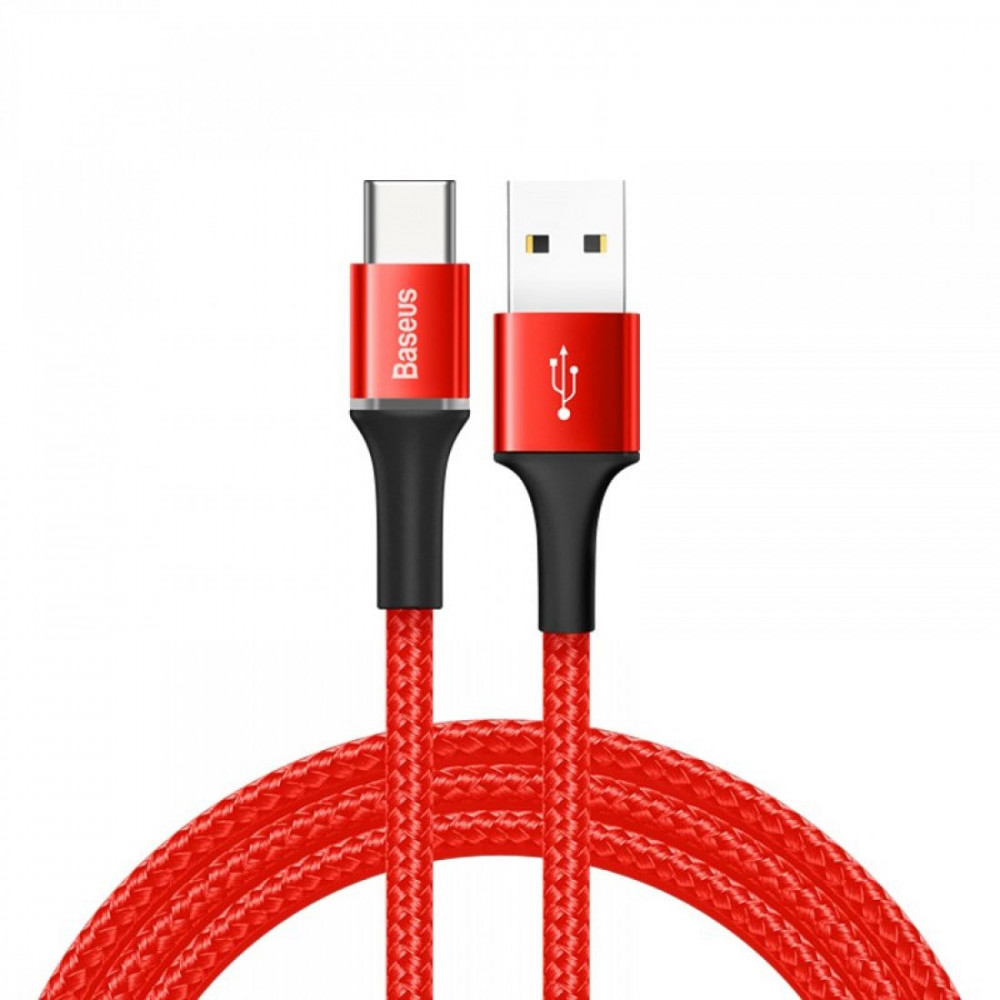 Καλώδιο Φόρτισης Baseus Halo Data CATGH-B09 USB σε Type-C Led 3A 1m (Κόκκινο)