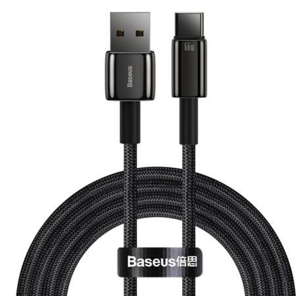 Καλώδιο Φόρτισης Baseus Tungsten Gold Cable USB σε Type-C 66W 2m (Μαύρο)