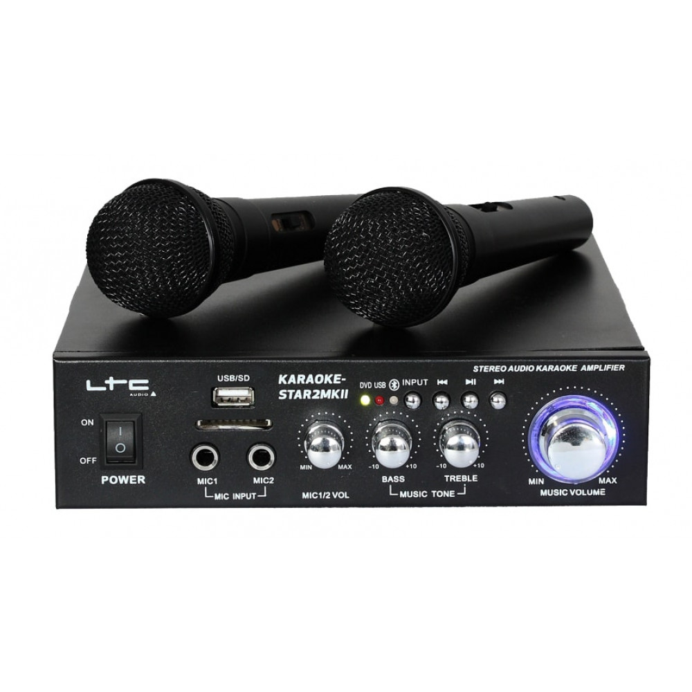 Karaoke Σετ - Ενισχυτής, Ηχεία, Μικρόφωνα, USB/SD και Bluetooth - LTC Audio-STAR2MKII