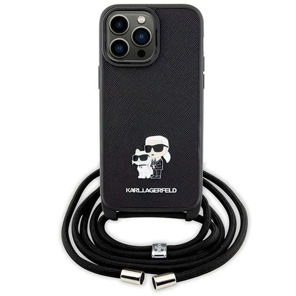 Karl Lagerfeld Karl&Choupette Θήκη Backcover με Λουράκι για Apple iPhone 14 Pro Max (Μαύρο)