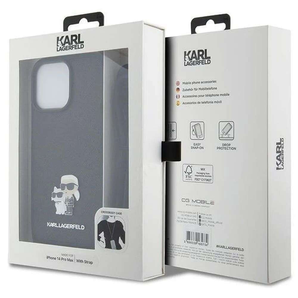 Karl Lagerfeld Karl&Choupette Θήκη Backcover με Λουράκι για Apple iPhone 14 Pro (Μαύρο)