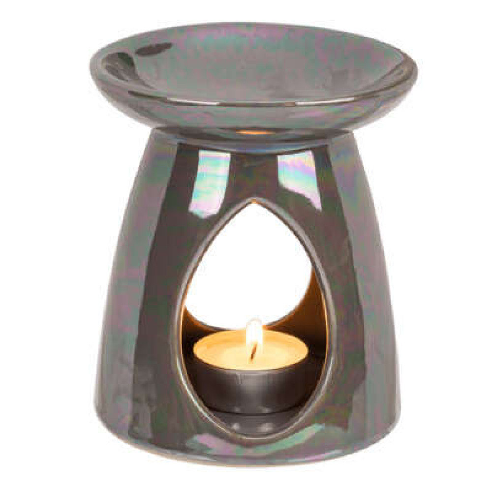 Κεραμικός Καυστήρας Αιθέριων Ελαίων Oil Burner με Περλέ Φινίρισμα (Γκρι)