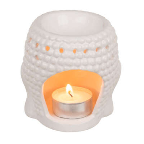 Κεραμικός Καυστήρας Αιθέριων Ελαίων Oil Burner Βούδας (Λευκό)