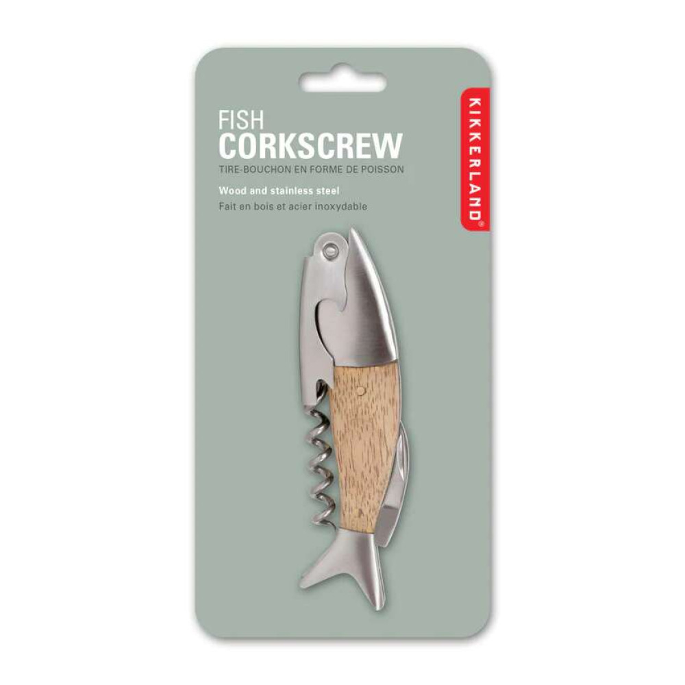 Kikkerland Lightwood Ανοιχτήρι Fish Corkscrew