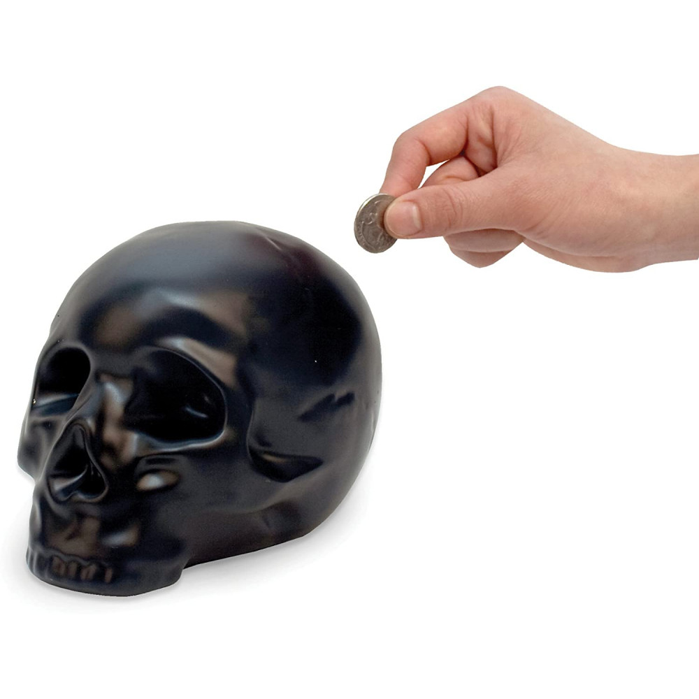Kikkerland Κεραμικός Κουμπαράς Νεκροκεφαλή Skull Coin Bank (Μαύρο)
