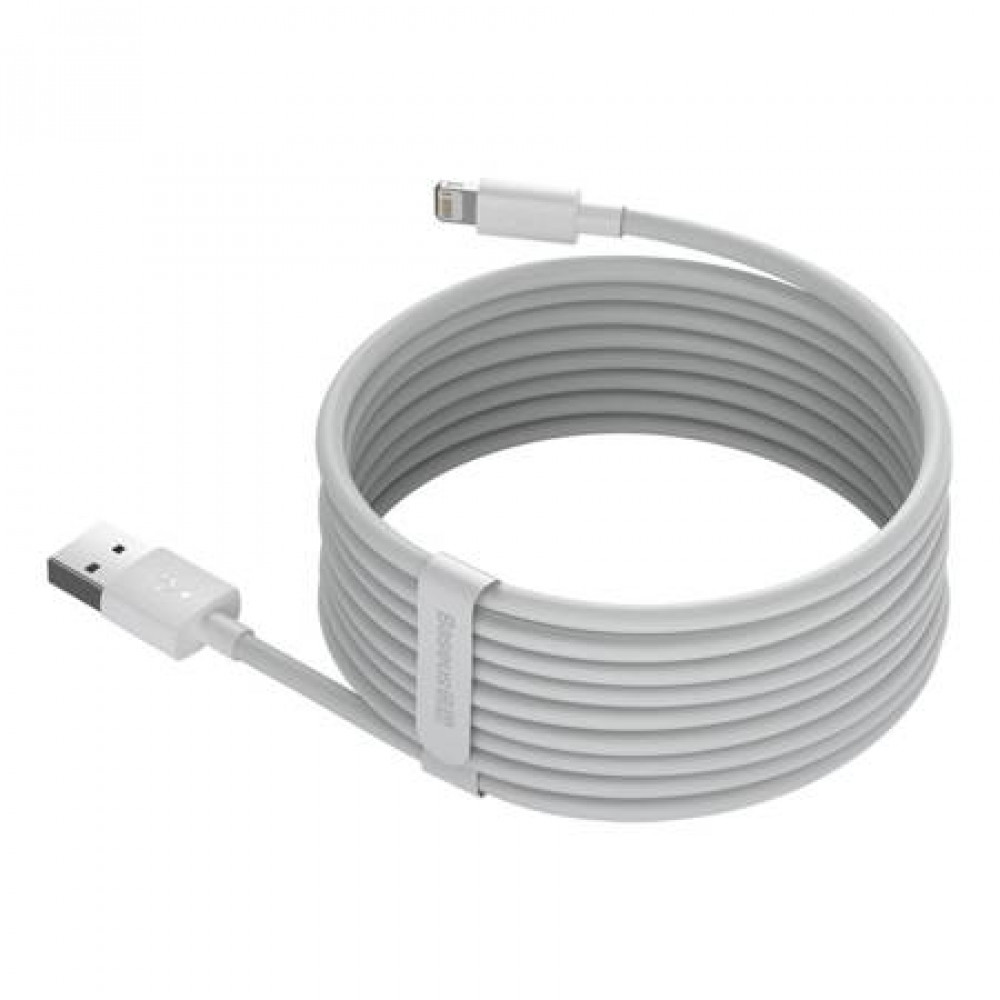  Κιτ Καλωδίων Δεδομένων Baseus Simple Wisdom USB σε Lightning 2.4A (2τμχ/σετ) 1.5m Λευκό