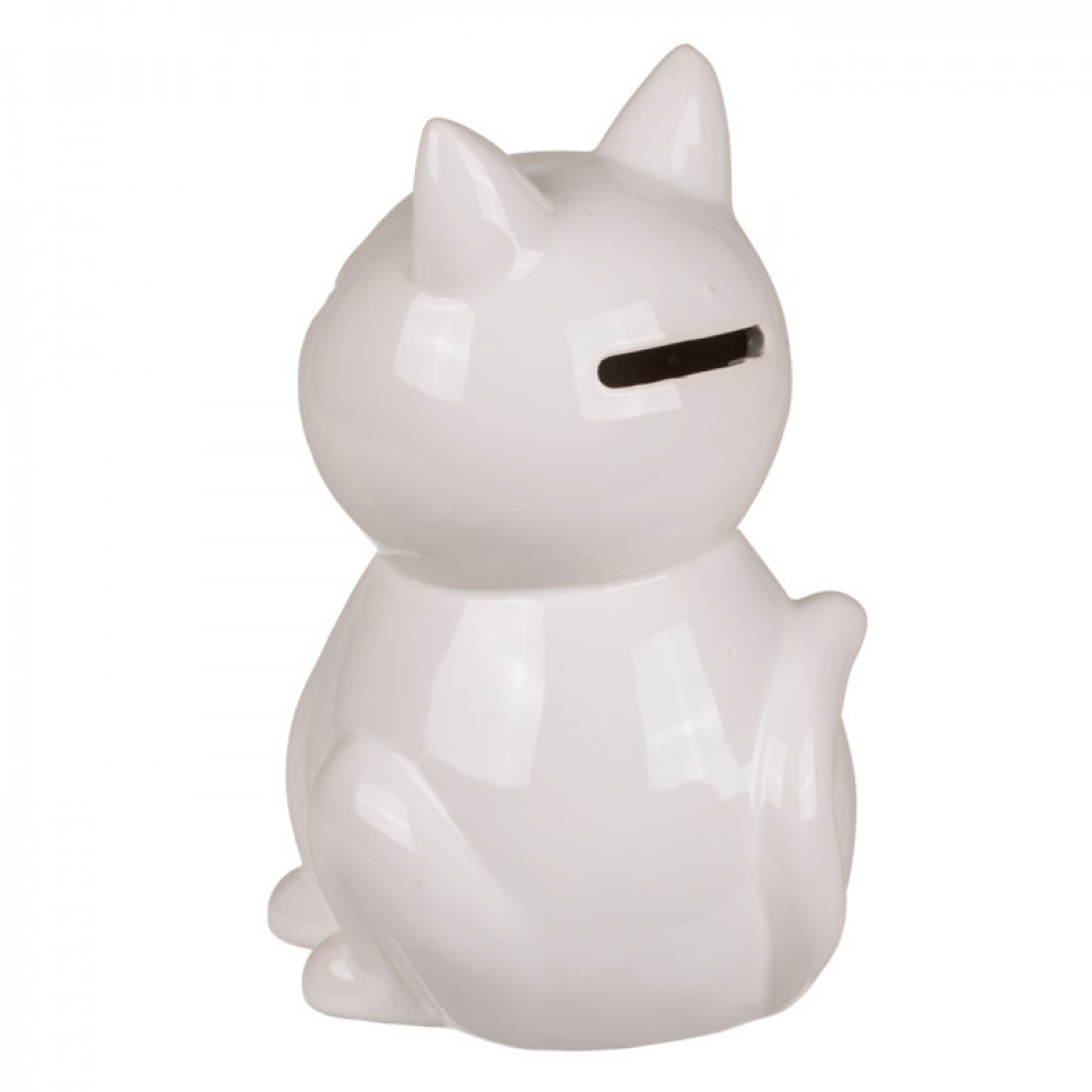 Κουμπαράς Κεραμικός Γάτα 16 cm (Λευκό)