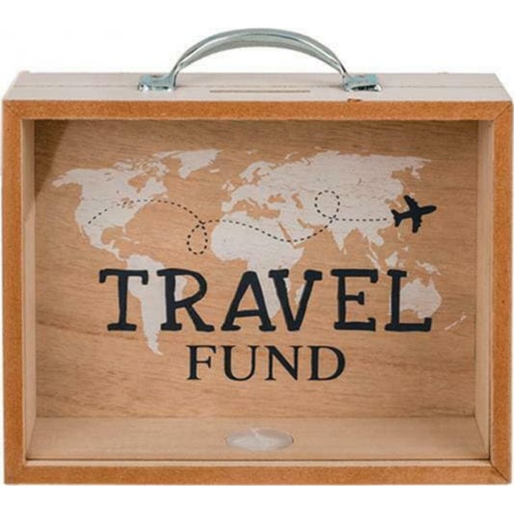 Κουμπαράς Ξύλινος Travel Fund 20 x 12 cm (Λευκό)