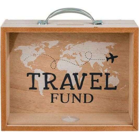 Κουμπαράς Ξύλινος Travel Fund 20 x 12 cm (Λευκό)