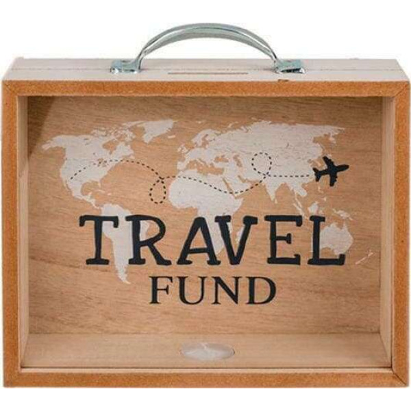 Κουμπαράς Ξύλινος Travel Fund 20 x 12 cm (Λευκό)
