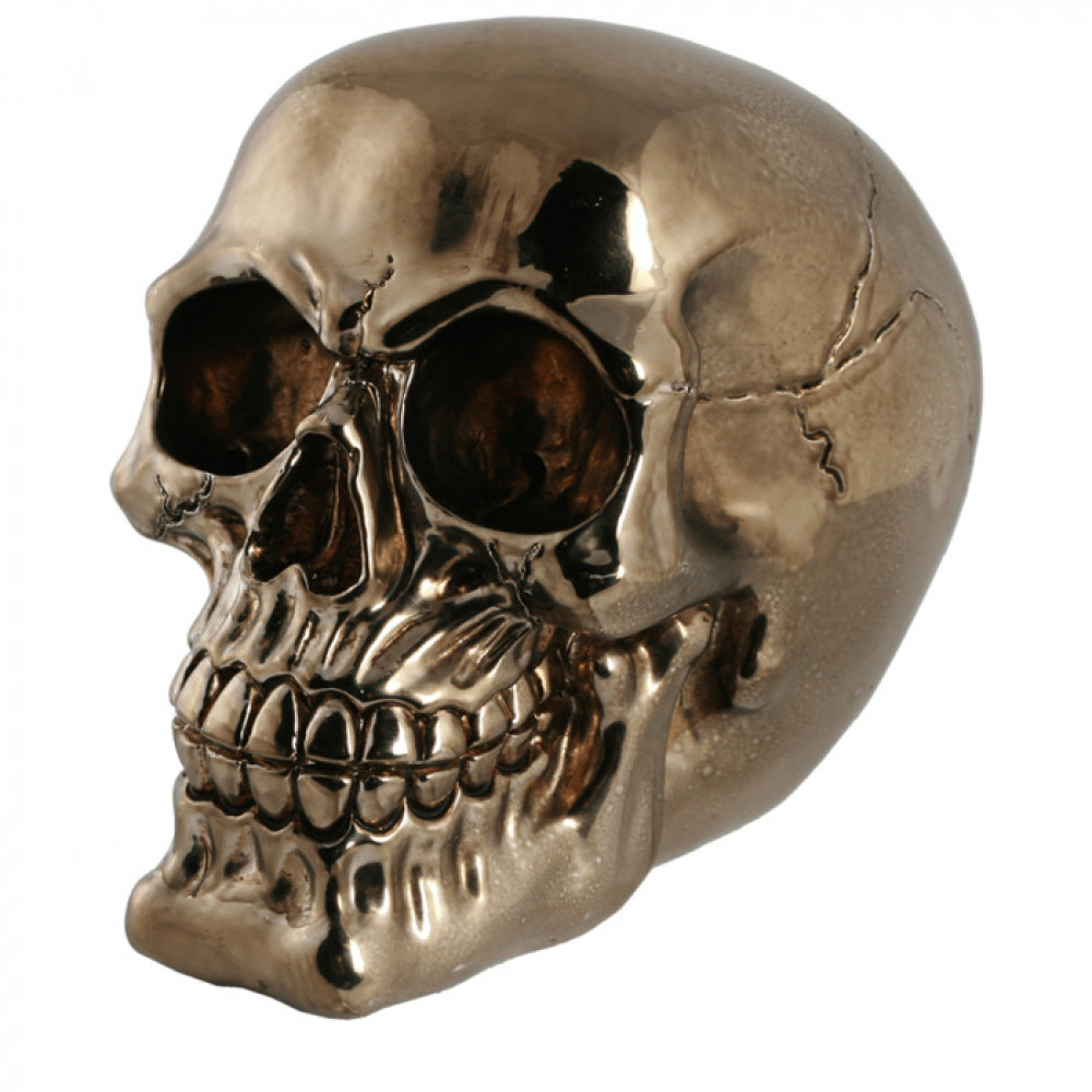 Κουμπαράς Νεκροκεφαλή με Κλειδαριά Skull 15 cm (Μπρονζέ)