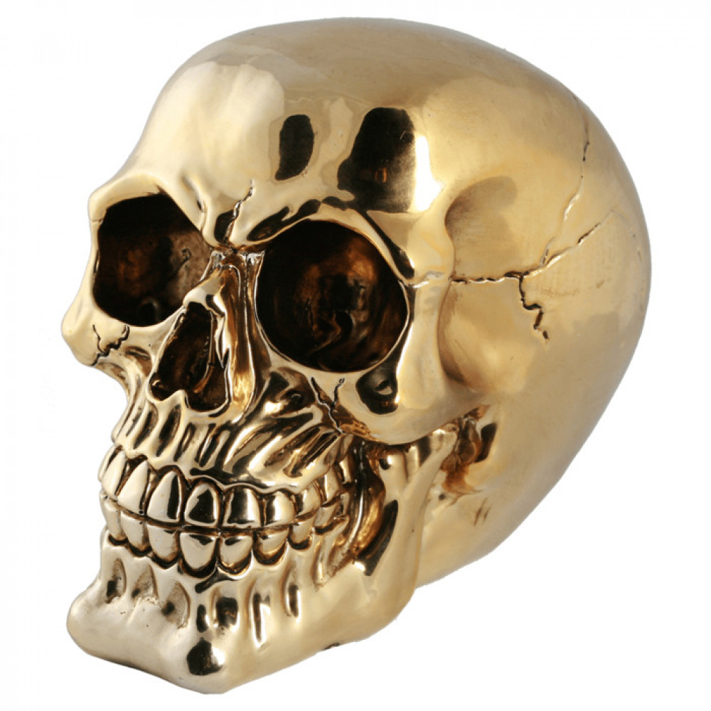 Κουμπαράς Νεκροκεφαλή με Κλειδαριά Skull 15 cm (Χρυσό)