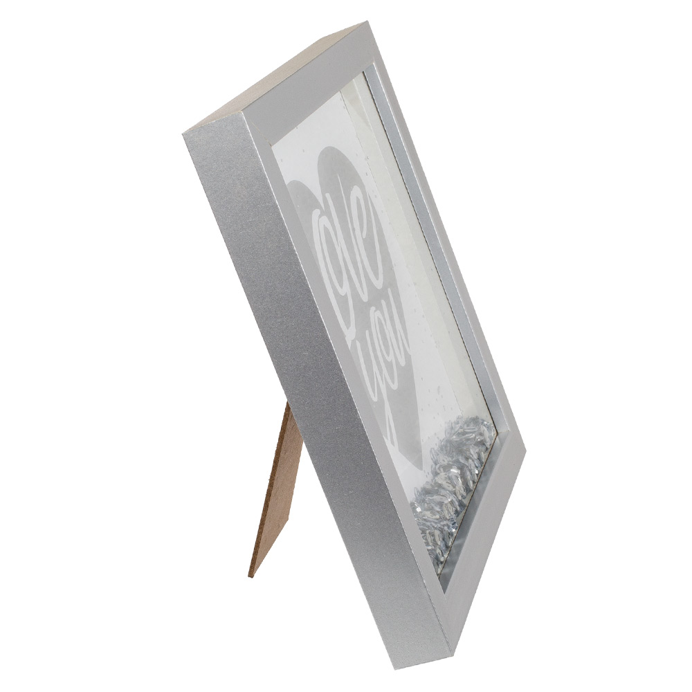 Ξύλινη Κορνίζα "Silver Sequin Glitter" 28 x 28 cm