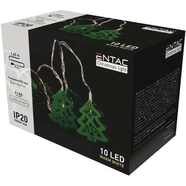 Λαμπάκια εσωτερικού χώρου 10 LED Green Christmas Tree 1.65m Θερμό Λευκό (2ΑΑ)