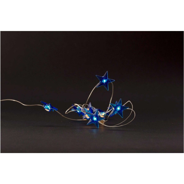 Λαμπάκια εσωτερικού χώρου 10 LED Αστέρια Μπλε με καλώδιο χαλκού 1m Θερμό Λευκό (2ΑΑ)