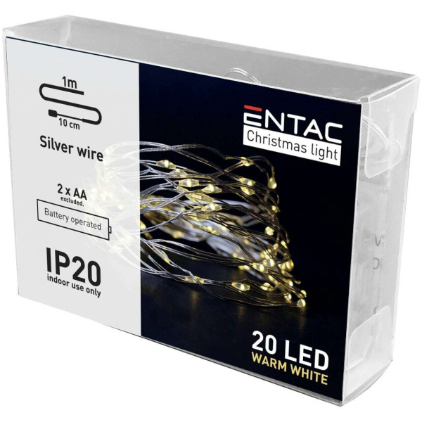 Λαμπάκια εσωτερικού χώρου 20 LED με καλώδιο Χαλκού 1m Θερμό Λευκό (2ΑΑ)