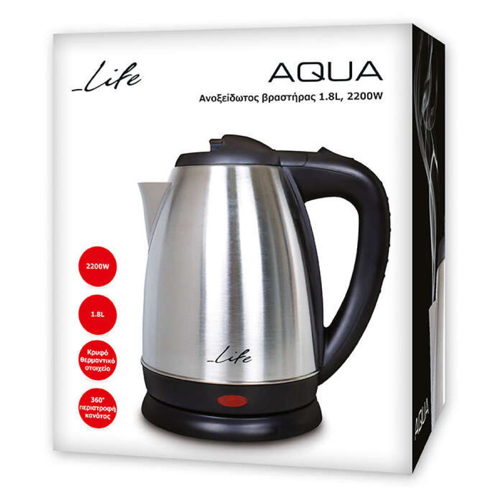 Life AQUA Ανοξείδωτος βραστήρας 1.8L, 2200W