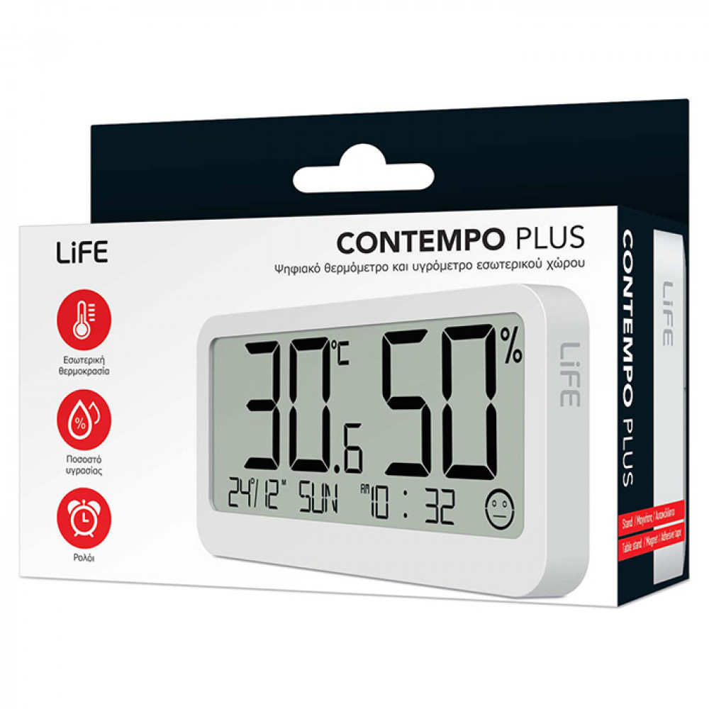 LIFE CONTEMPO PLUS Ψηφιακό θερμόμετρο και υγρόμετρο εσωτερικού χώρου (Λευκό)