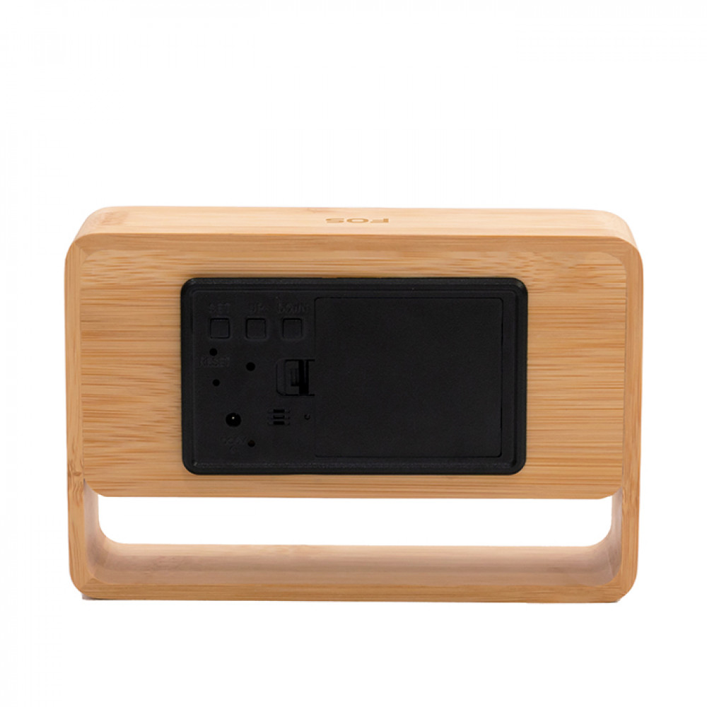 Life FOS Bamboo ψηφιακό Ρολόι  με θερμόμετρο / υγρόμετρο εσωτερικού χώρου, ξυπνητήρι και φωτάκι νυκτός