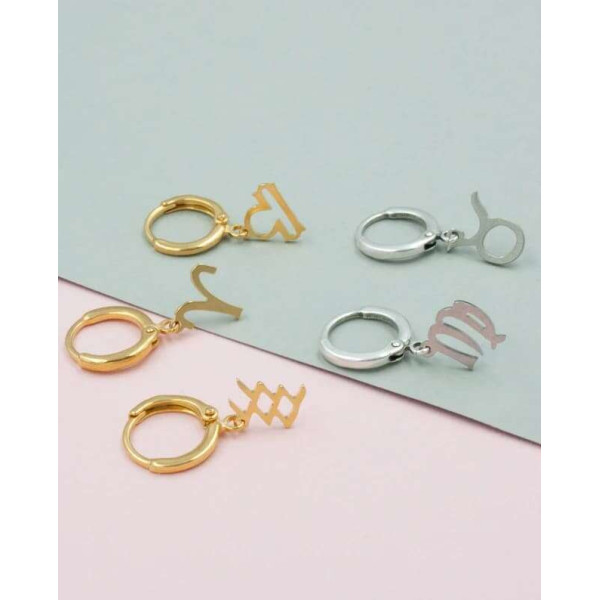 LifeLikes Σκουλαρίκια Κρίκοι Zodiac Ασημί Ταύρος