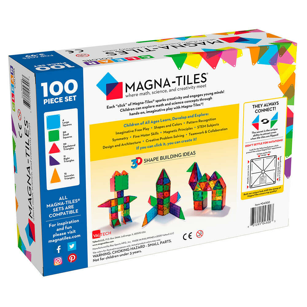 Magna-Tiles Μαγνητικό Παιχνίδι 100 κομματιών Clear Colors