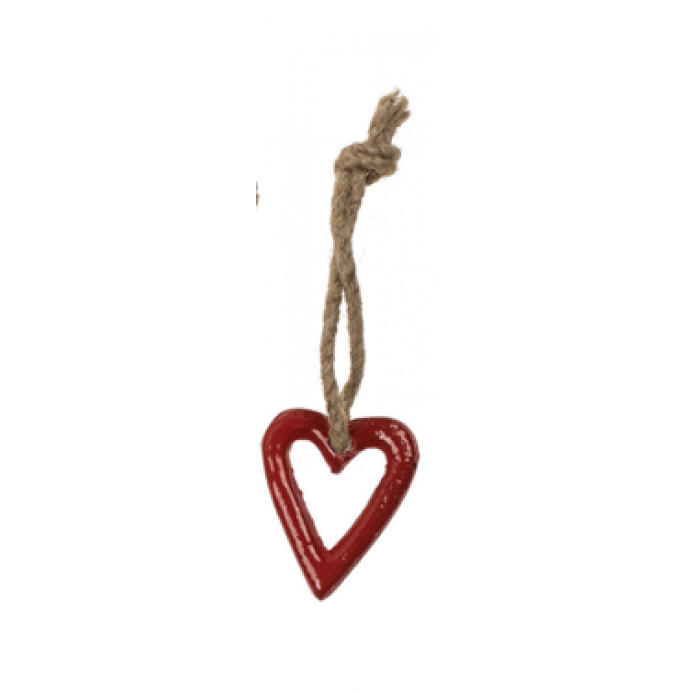 Μεταλλική Καρδιά με Σχοινάκι 10 x 12 cm - Κόκκινο