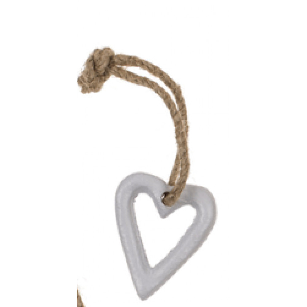 Μεταλλική Καρδιά με Σχοινάκι 10 x 12 cm - Λευκό