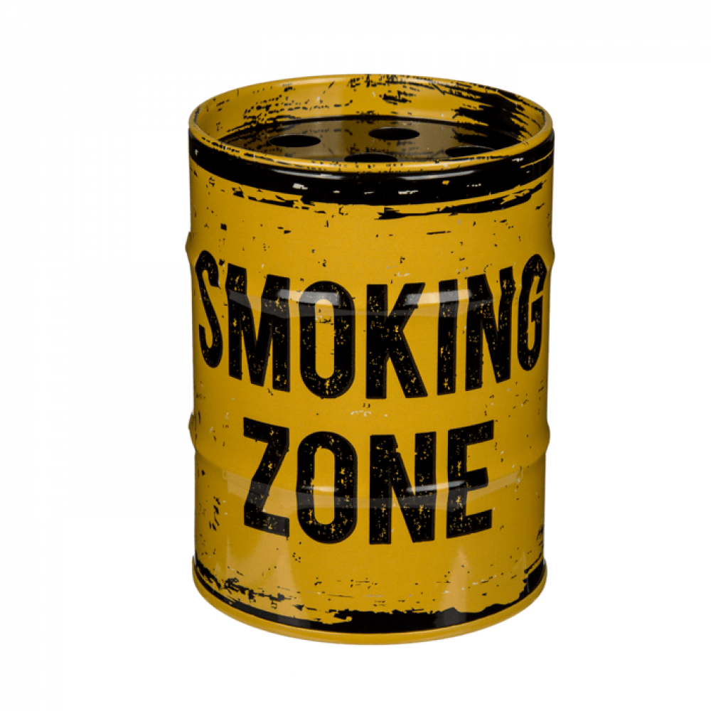 Μεταλλικό Τασάκι σε Σχήμα Βαρέλι Λαδιού Smoking Zone (Κίτρινο)