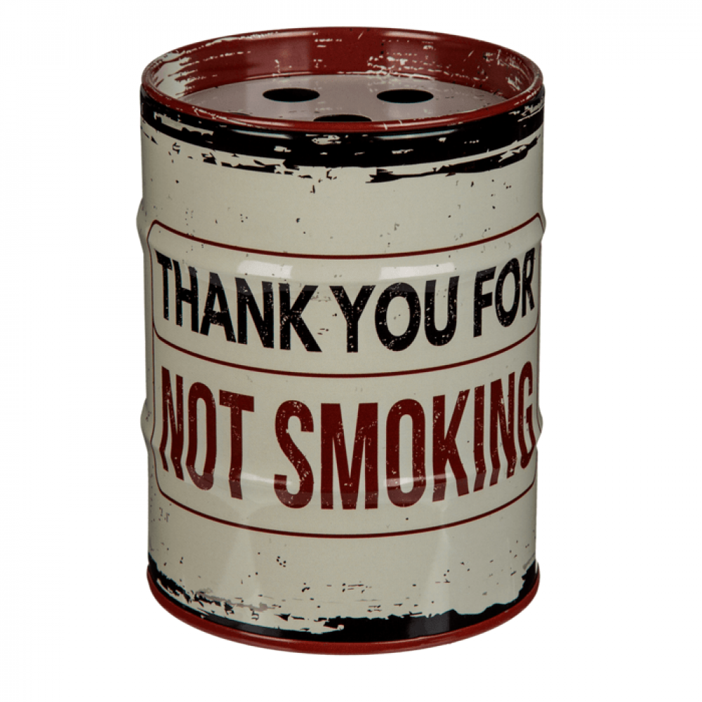 Μεταλλικό Τασάκι σε Σχήμα Βαρέλι Λαδιού Thank You For Not Smoking (Λευκό)