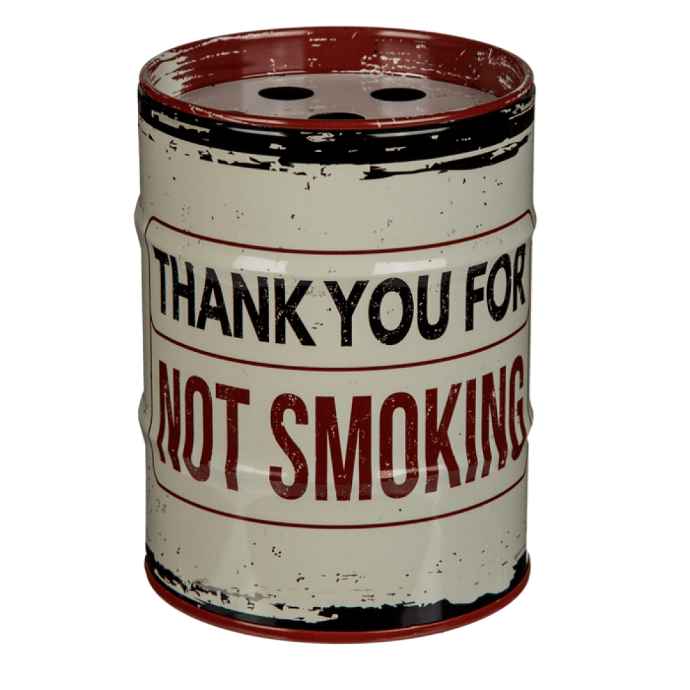 Μεταλλικό Τασάκι σε Σχήμα Βαρέλι Λαδιού Thank You For Not Smoking (Λευκό)