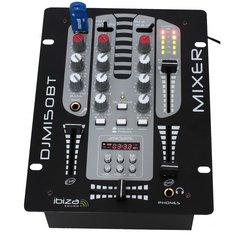 Μίκτης με αναπαραγωγή USB-MP3,  ψηφιακή οθόνη και Bluetooth - ibiza Sound DJM150USB-BT