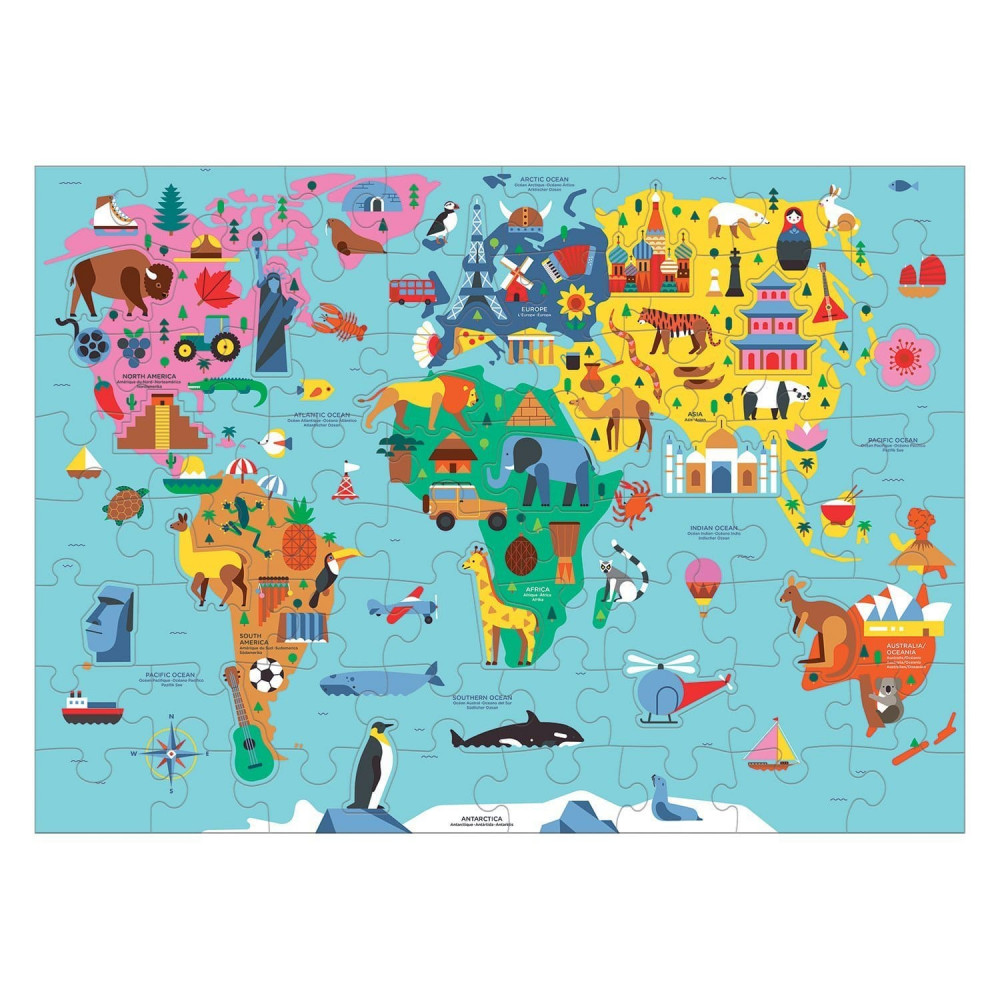 Mudpuppy Παζλ 78 κομματιών Παγκόσμιος Χάρτης