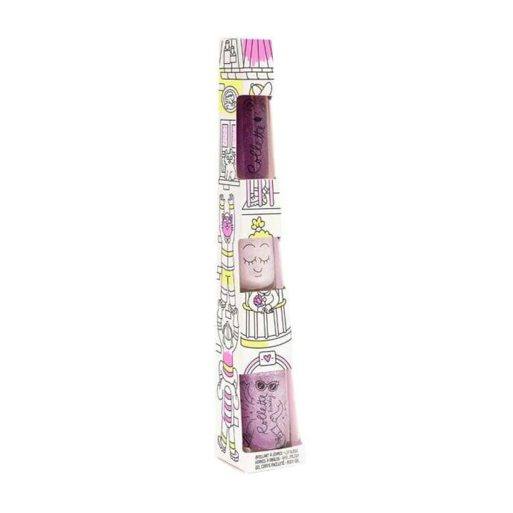 Nailmatic Totem δώρου με σετ βερνικιού Elliot, lip gloss μαύρο μούρο και glitter σώματος κεράσι