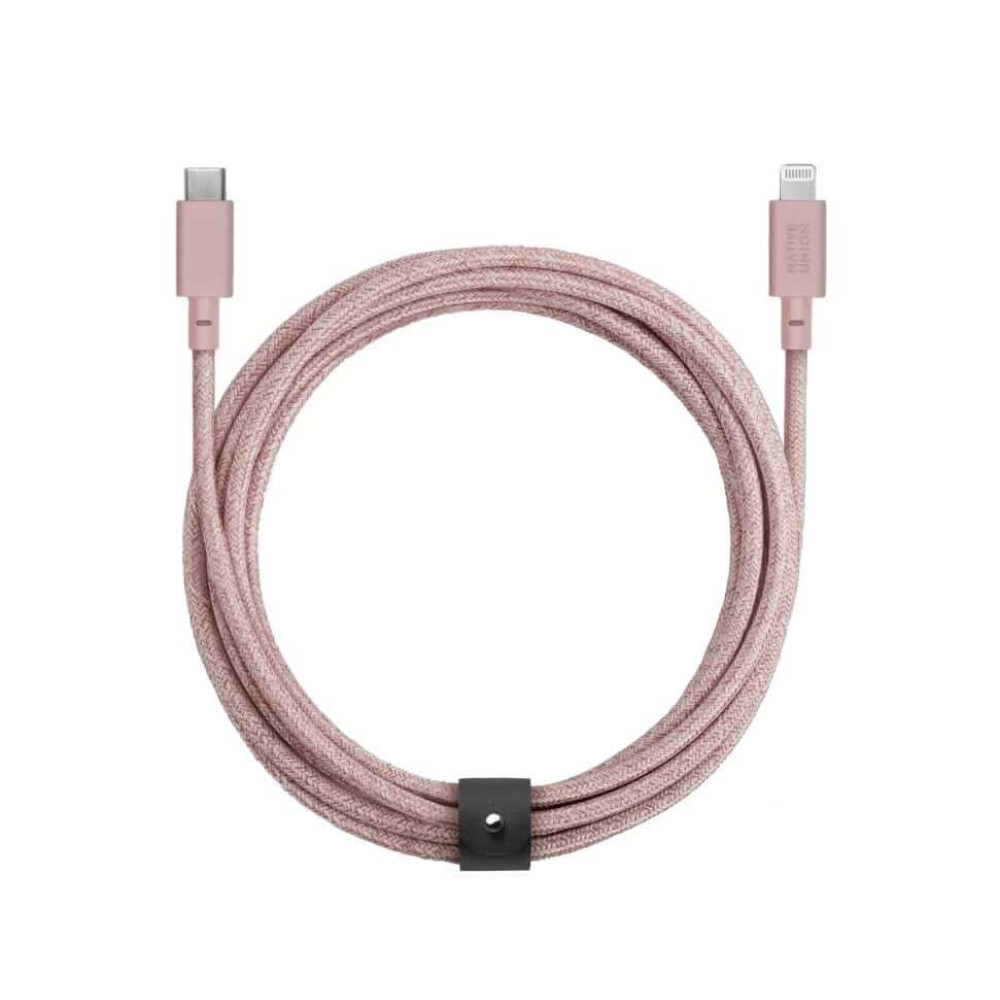 Native Union Belt Braided Καλώδιο USB-C σε Lightning 3m (Ροζ)