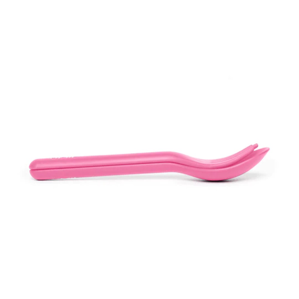 OmiePod Σετ Κουτάλι-Πιρούνι με Θήκη Μεταφοράς (Bubble Pink)