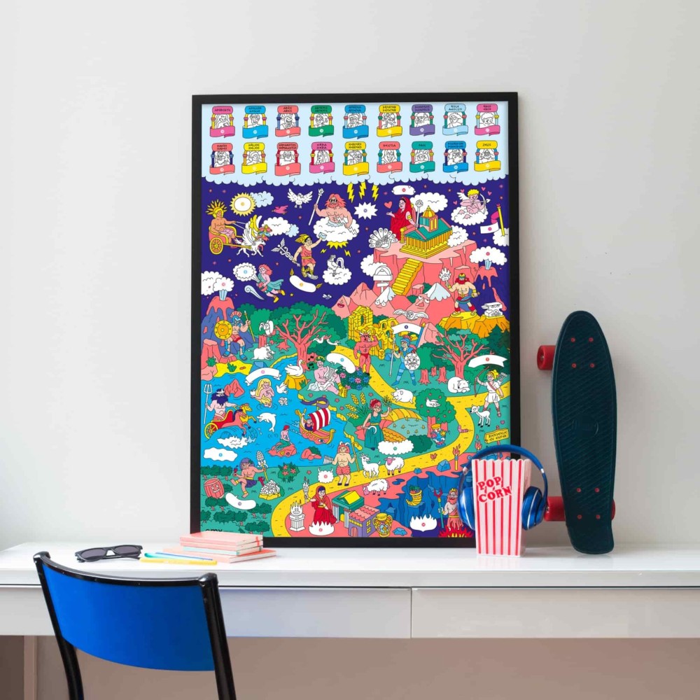 OMY Αφίσα Γίγας για Ζωγραφική με Αυτοκόλλητα School Atlas Flags