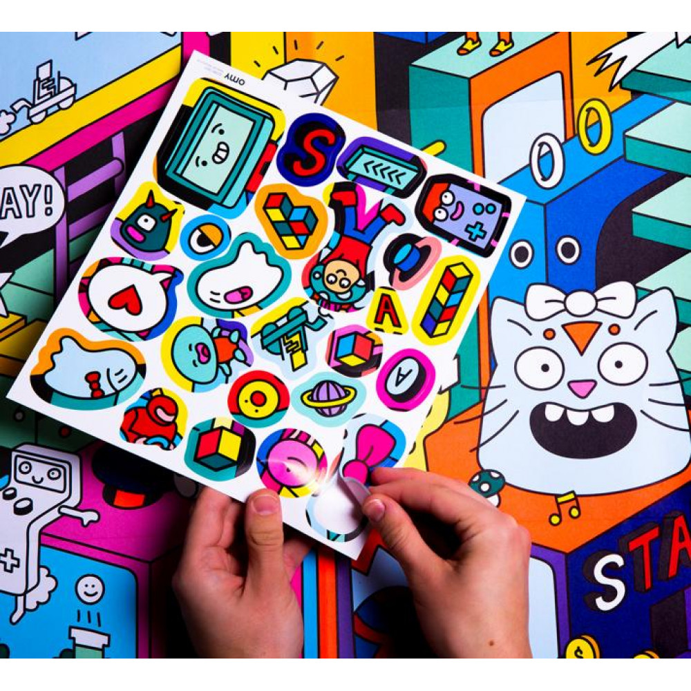 OMY Αφίσα Γίγας με Αυτοκόλλητα "Video Games" 100x70