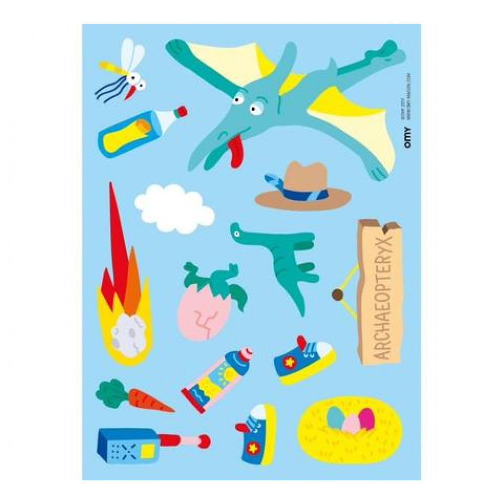 OMY Αφίσα μίνι με αυτοκόλλητα "Δεινόσαυροι"