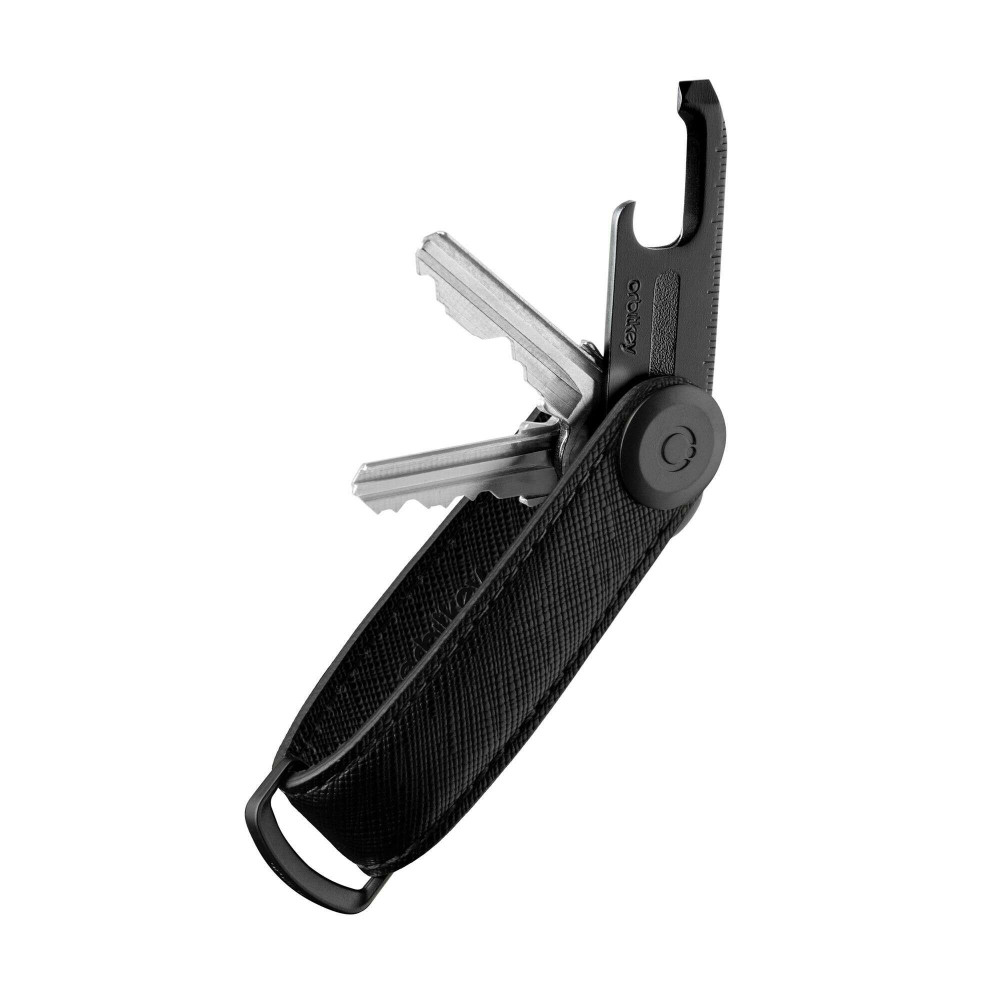 OrbitKey Saffiano Key Organiser Κλειδοθήκη Μπρελόκ (Liquorice Black)