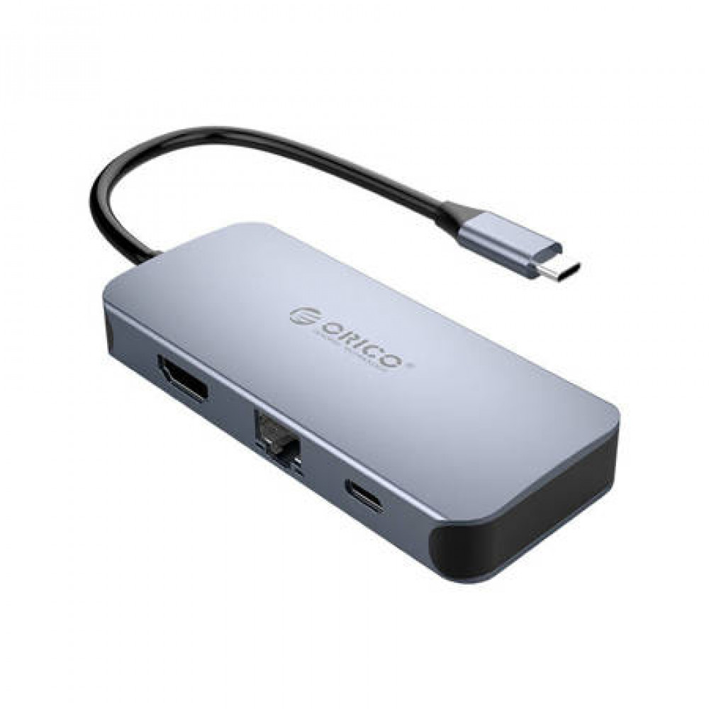 Orico 6σε1 Docking Station HDMI 4K + 3x USB 3.0 + RJ45+ USB-C PD 100W (Γκρι)