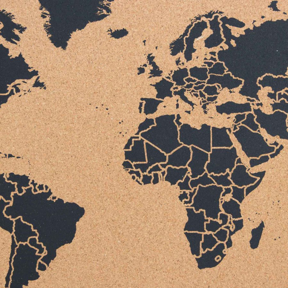 Παγκόσμιος Χάρτης από Φελλό XL Miss Wood (90x60cm) - Μαύρο