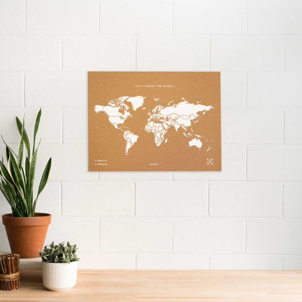 Παγκόσμιος Χάρτης από Φελλό XL Miss Wood (90x60cm) - Λευκό