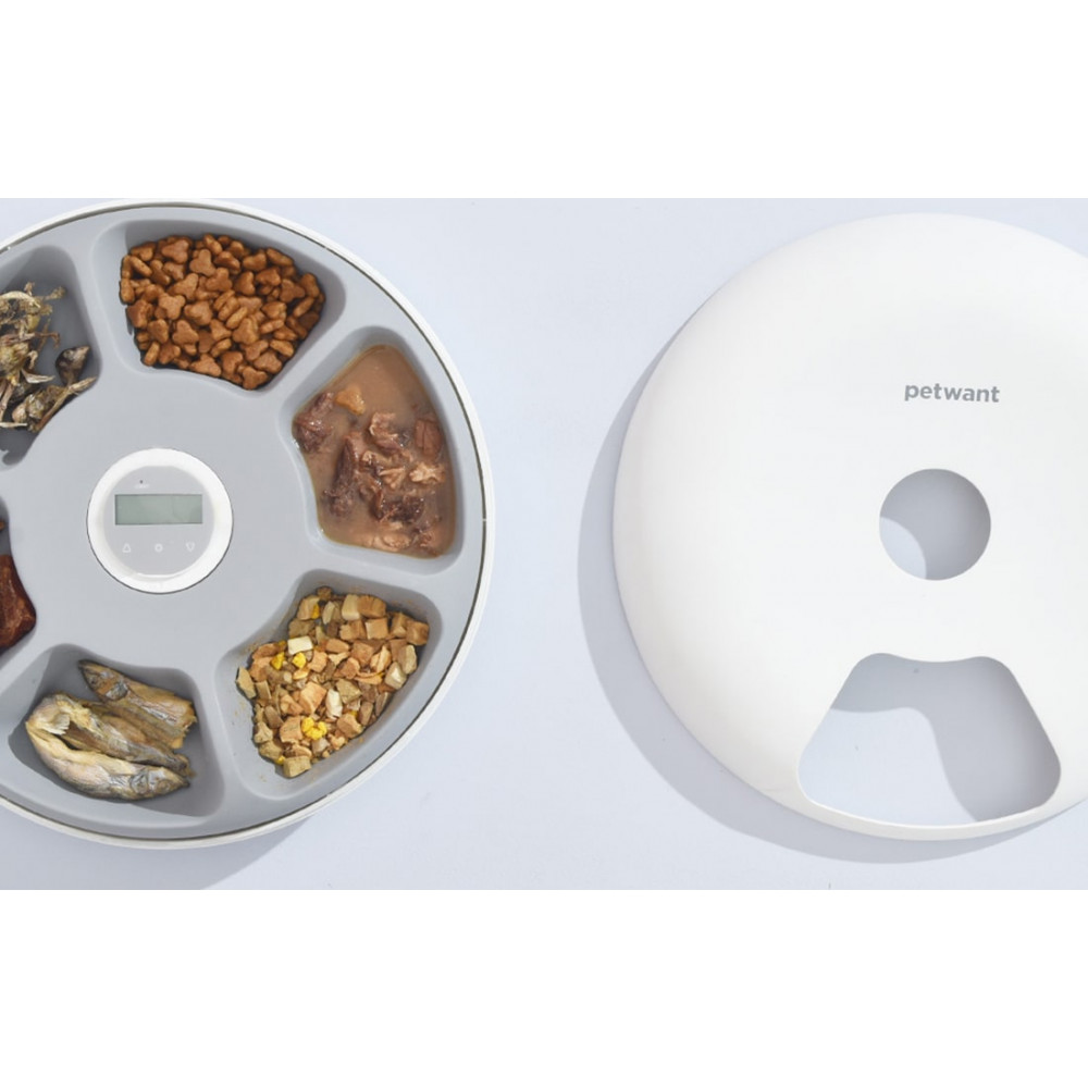PetWant F6 smart food dispenser αυτόματη ταΐστρα κατοικίδιων 6 δοχείων x 180ml (Λευκό)